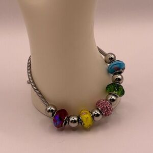 Silver Tone Charm Bracelet Adjustable